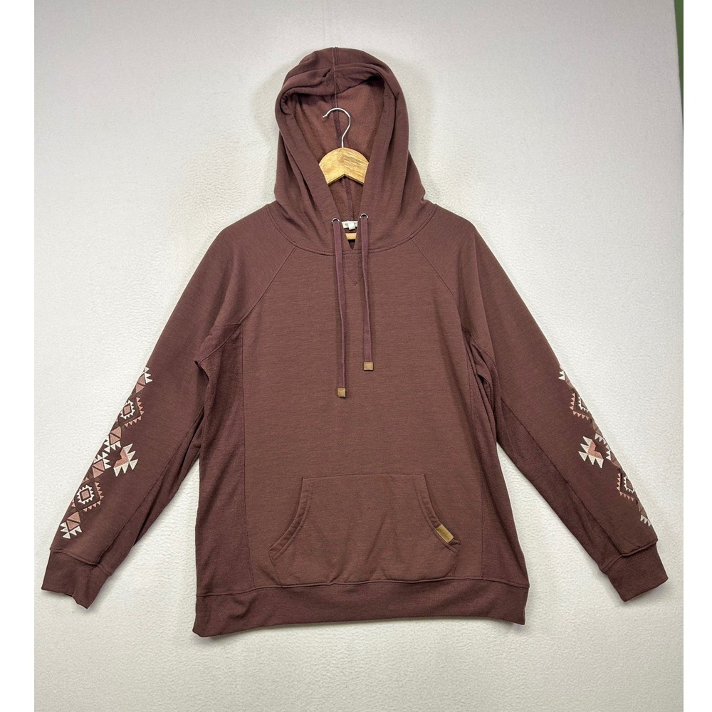 Southwestern Maurices Women L Burgundy Embroidered Sleeve Pullover Hoodie